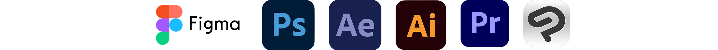 Figma, Photoshop, After Effects, Illustrator, Premiere Pro
